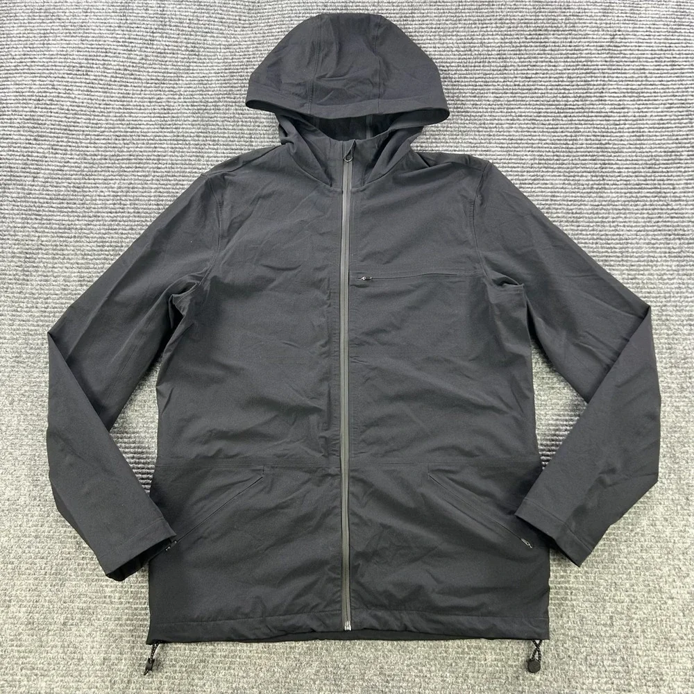 Outdoor Voices Black Full Zip Hooded Jacket Men Small Lightweight Athleisure Gym